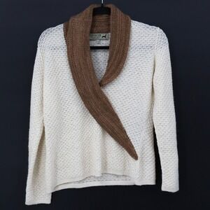 Peruvian Link Alpaca Sweater Womens S Cream Pullover Knit Classic Warm Soft Boho